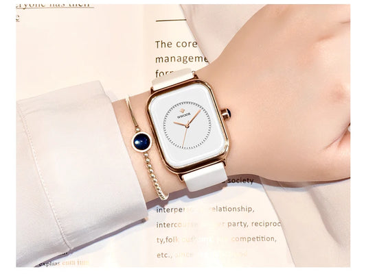 WWOOR Luxury Brand Watches For Women Fashion Square Purple Ladies Quartz Wristwatch Waterproof Silicone Band Relogio Feminino