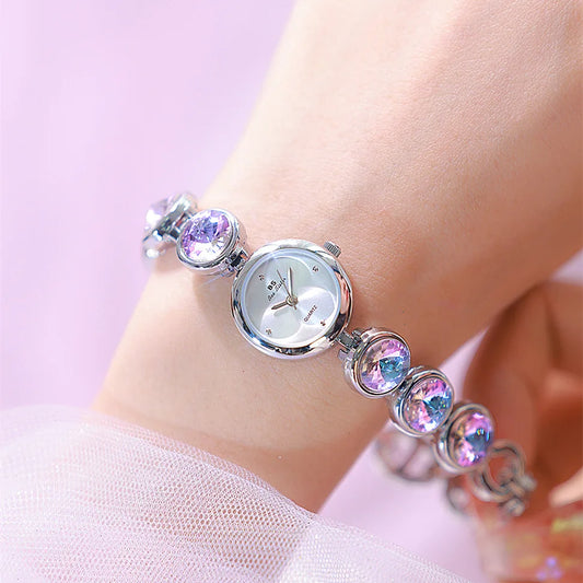 UTHAI Women's Watch Light Luxury Champagne Gold Purple Satellite Bracelet Waterproof LadiesFashion Quartz Clock Watches Gift