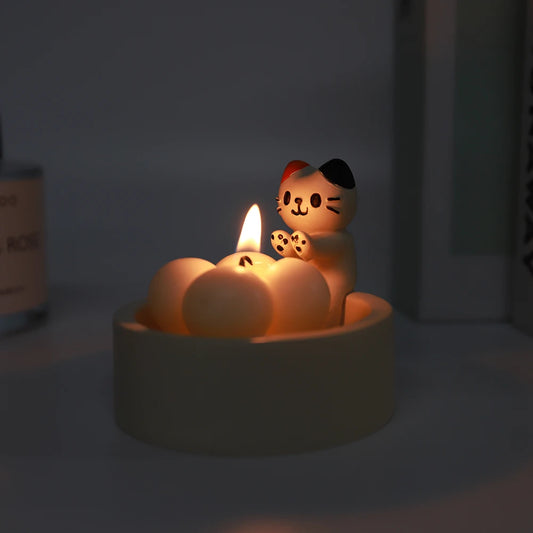Cartoon Cat Candle Holder Cat Tea Light Candle Holder Cute Grilled Cat Aromatherapy Candle Holder Desktop Decorative Ornaments