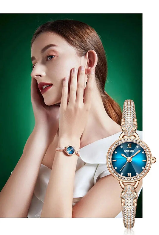 2025 Ladies Fashion Quartz Watch Waterproof Luxury Diamond Inlaid Charming Bracelet Jewelry Full of Sparkling Stones for Women
