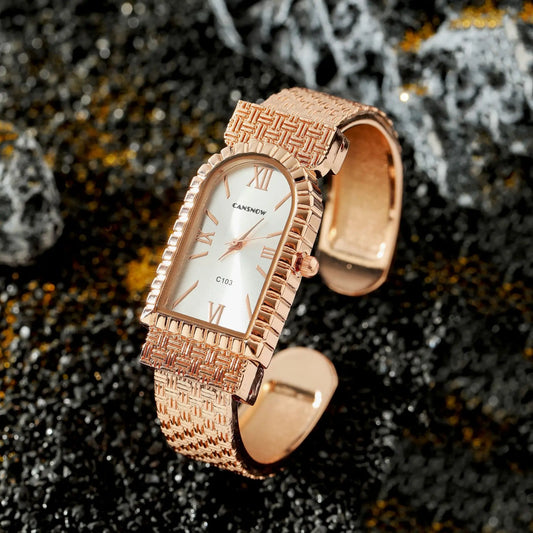 UTHAI W82 Women's Bracelet Watch Fashion Light Luxury Diamonds Small Square Quartz Watches Ladies Metal Wristwatch Jewelry