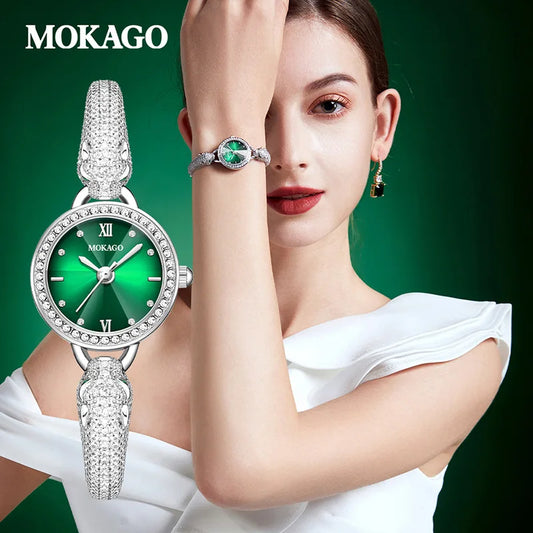 2025 Ladies Fashion Quartz Watch Waterproof Luxury Diamond Inlaid Charming Bracelet Jewelry Full of Sparkling Stones for Women