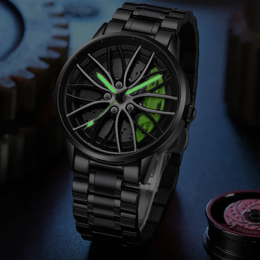 VA VA VOOM LT01 Cool Sports Car Wheel Elements Come Running Quartz Luminous Waterproof Steel Belt Watches for Man Reloj Hombre