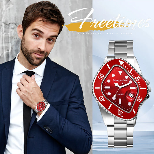LANCARDO Men Novelty Irregular Dial Magnifier Date Lumious Hands Wrist Watch Quartz Polka Dot Shaped Case Casual Business Watch