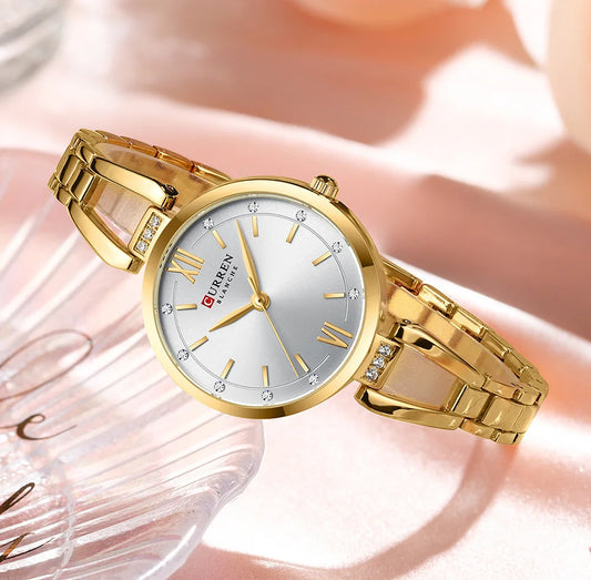 CURREN 9092 Women Quartz Watch Fashion Luxury Elegant Stainless Steel Strap Bracelet Wristwatch for Ladies Girl Female Clock