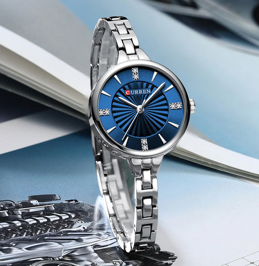 CURREN 9097 Women's Casual Quartz Watch Elegant Simple Design Waterproof Stainless Steel Strap Fashion Business Wristwatch Lady
