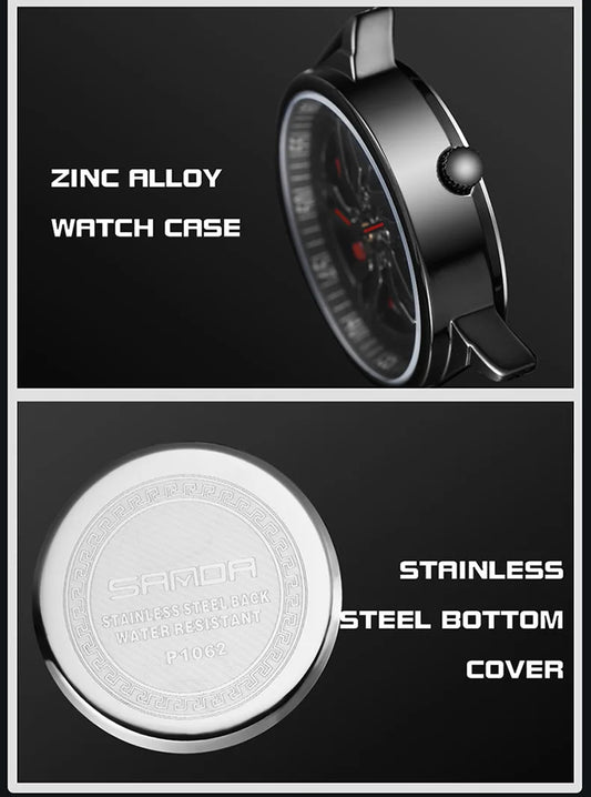 UTHAI L72 Watch For Men Cool Wheel Watch Luxury High Quality Male's Quartz Watches Hollow out 360 ° Rotary Dial Waterproof Clock