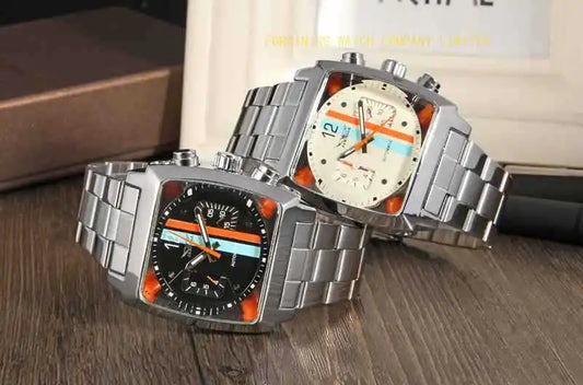 JARAGAR 569 Men's Mechanical Watch Fashion Design Square Dial Date Week Waterproof Steel Strap Leisure Wristwatch