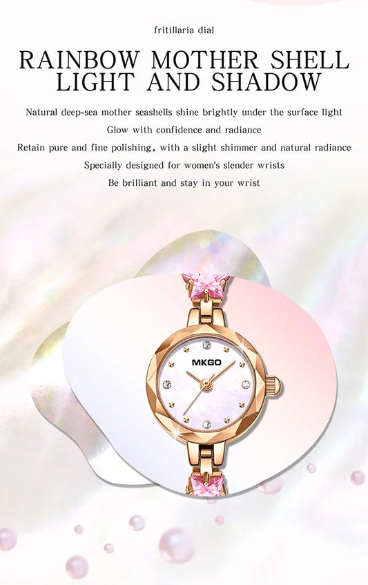 UTHAI W57 Fritillaria Fashion Light Luxury Crystal Watch Women's Exquisite Slim Bracelet Watches Waterproof Ladies Clock Gift