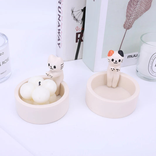 Cartoon Cat Candle Holder Cat Tea Light Candle Holder Cute Grilled Cat Aromatherapy Candle Holder Desktop Decorative Ornaments