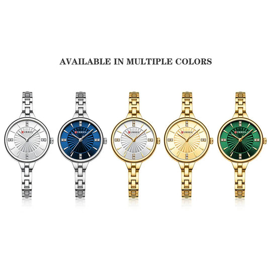 CURREN 9097 Women's Casual Quartz Watch Elegant Simple Design Waterproof Stainless Steel Strap Fashion Business Wristwatch Lady