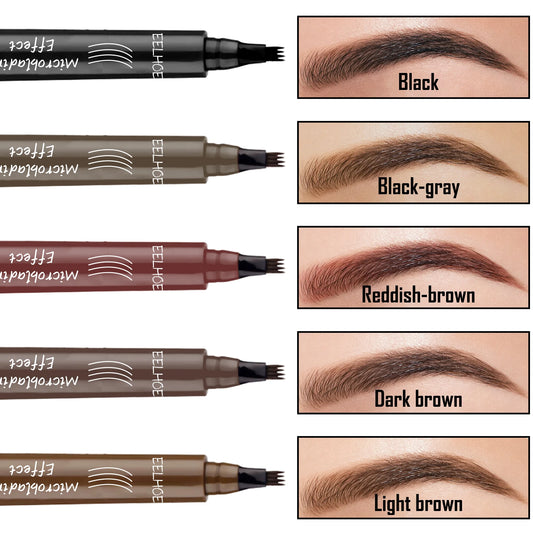 4 Forks Eyebrow Pencil Waterproof Long Lasting Dark Gray/Red Brown NO Smudging Eyes Liquid Eye Brows Pen Female Makeup Products