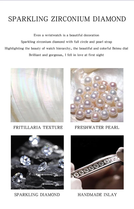 UTHAI W40 Watch For Women Pearl Fritillary Square Waterproof Fashion Luxury Amethyst Diamond inlaid Lady Bracelet Wristwatches