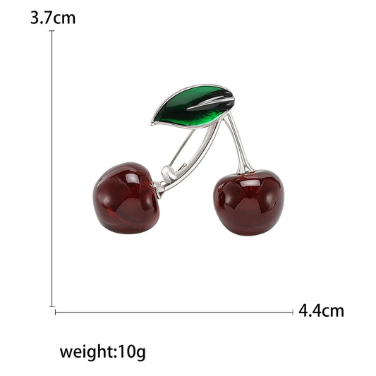 Enamel Cherry Brooches for Women Unisex Rhinestone Fruit Pins Banquet Party Backpack Gifts Jewelry Accessories