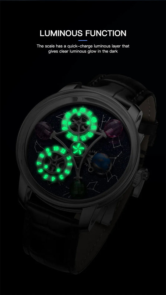 PINDU Design Starry Twelve Constellations Mechanical Watch Sapphire Waterproof Men Mechanical Wristwatches Miyata 8215 Movement