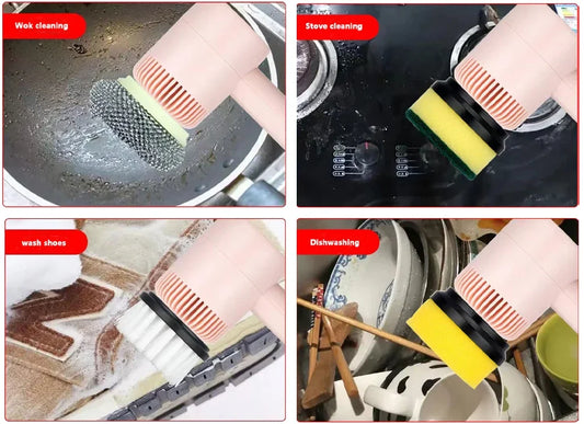 New Electric Cleaning Brush 3 Brush Heads Cleaner Multifunctional Cleaning Pots and Dishes For Kitchen Bathroom Bathtub Glass
