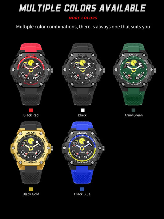 SMAEL Brand Waterproof Dropshipping Watch Alarm Clock 8092 Young Fashion Quartz Sport Wristwatches