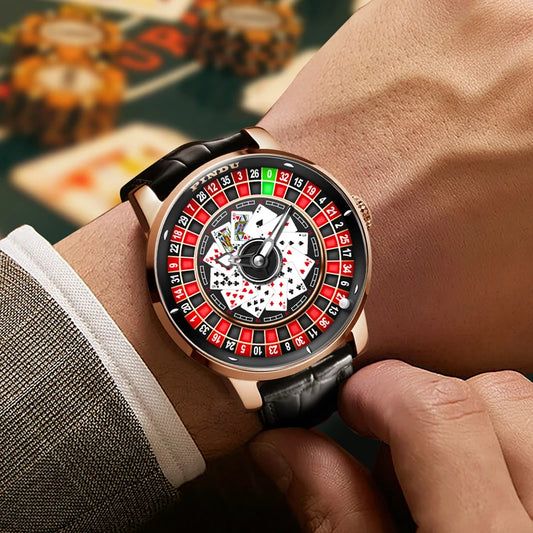 PINDU Designs New NH35A Rotary Roulette Mechanical Watch Men's Diamond Surface Waterproof Leather Men's Watch Montre Homme P6626