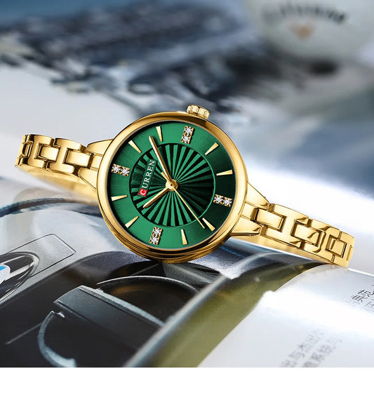 CURREN 9097 Women's Casual Quartz Watch Elegant Simple Design Waterproof Stainless Steel Strap Fashion Business Wristwatch Lady