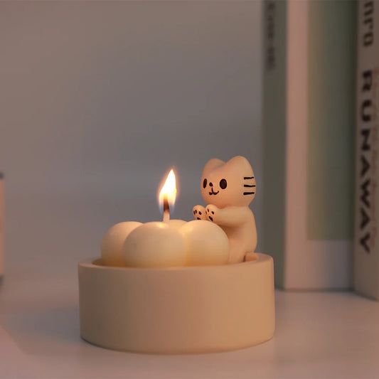 Cartoon Cat Candle Holder Cat Tea Light Candle Holder Cute Grilled Cat Aromatherapy Candle Holder Desktop Decorative Ornaments