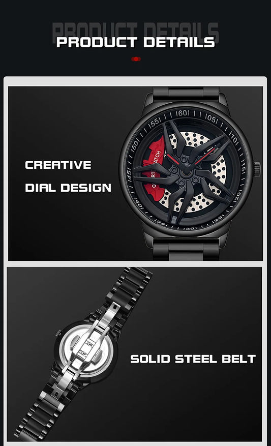 UTHAI L72 Watch For Men Cool Wheel Watch Luxury High Quality Male's Quartz Watches Hollow out 360 ° Rotary Dial Waterproof Clock