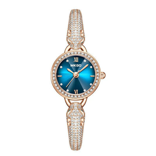 UTHAI L30 New Women's Fashion Quartz Watch Leopard Head Waterproof Bracelet Light Luxury Inlaid Shining Jewelry Full of Diamonds