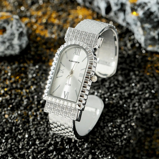 UTHAI W82 Women's Bracelet Watch Fashion Light Luxury Diamonds Small Square Quartz Watches Ladies Metal Wristwatch Jewelry