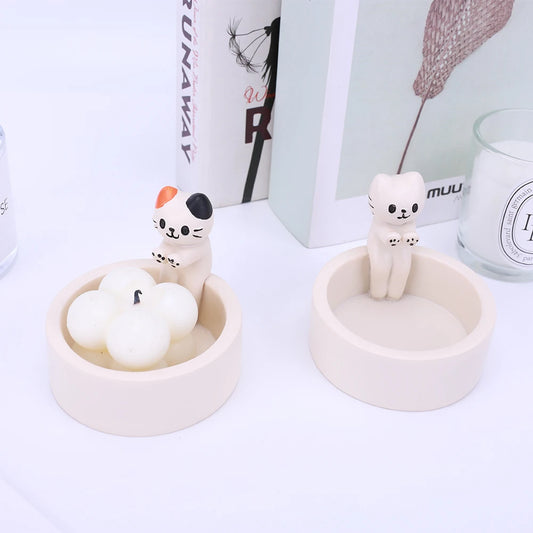Cartoon Cat Candle Holder Cat Tea Light Candle Holder Cute Grilled Cat Aromatherapy Candle Holder Desktop Decorative Ornaments