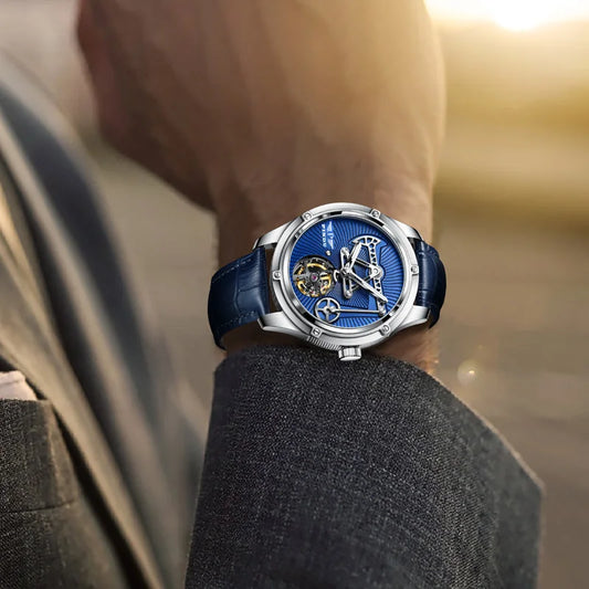 PINDU Watch Miyata 8215 Mechanical Movement Sapphire Mirror Waterproof Luminous Oil Well Business Men Mechanical Wristwatches