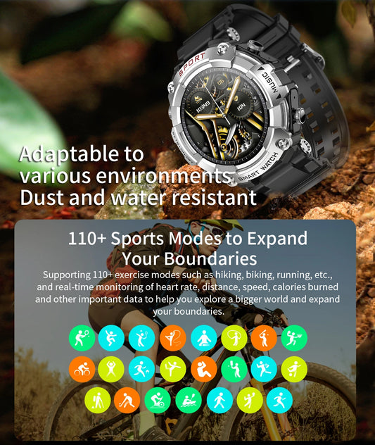 LaNikar Smart Watch AMOLED Display With In-Ear Bluetooth Headset Heart Rate Blood Pressure Oxygen Saturation Monitoring HD Audio