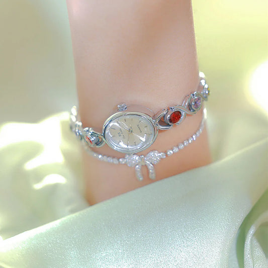 UTHAI Watch For Women Light Luxury Brand Retro Oval Rainbow Bracelet watches Waterproof Ladies Fashion Quartz Clock Wristwatches