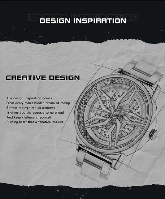 UTHAI L72 Watch For Men Cool Wheel Watch Luxury High Quality Male's Quartz Watches Hollow out 360 ° Rotary Dial Waterproof Clock