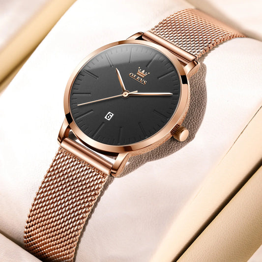 OLEVS Luxury Fashion Watch for Women Rose Gold Waterproof Quartz Ladies Wristwatch Original Simple Women's Watches Montre Femme
