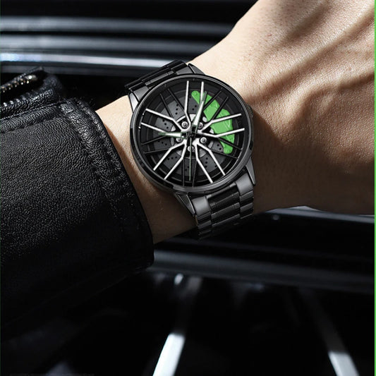 VA VA VOOM LT01 Cool Sports Car Wheel Elements Come Running Quartz Luminous Waterproof Steel Belt Watches for Man Reloj Hombre