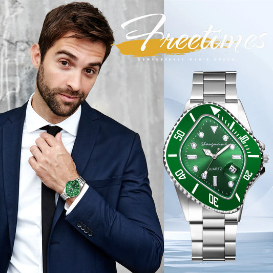 LANCARDO Men Novelty Irregular Dial Magnifier Date Lumious Hands Wrist Watch Quartz Polka Dot Shaped Case Casual Business Watch