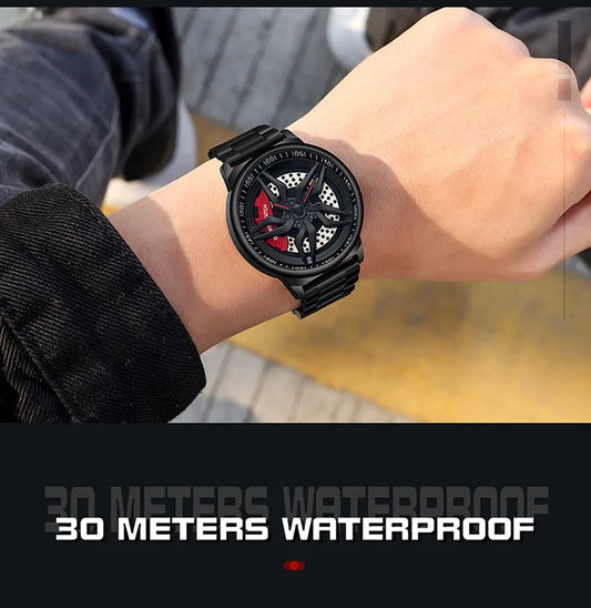 UTHAI L72 Watch For Men Cool Wheel Watch Luxury High Quality Male's Quartz Watches Hollow out 360 ° Rotary Dial Waterproof Clock