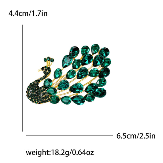 Fully Rhinestone Peacock Bird Brooch Fashionable and Elegant Coat Pin Jewelry Accessories and Gifts