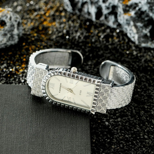 UTHAI W82 Women's Bracelet Watch Fashion Light Luxury Diamonds Small Square Quartz Watches Ladies Metal Wristwatch Jewelry