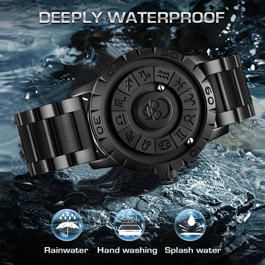 FOXBOX Men Watch LIGE Brand Creative Stainless Steel Band Scrolling Beads Quartz Watches for Men Magnetic Force Waterproof Clock