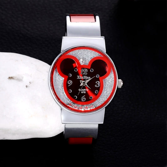 Children's Quartz Watch For Mickey Mouse Cartoon Stainless Steel Bracelet Kids Student Boy Girl Cute Wristwatches Clock Gift