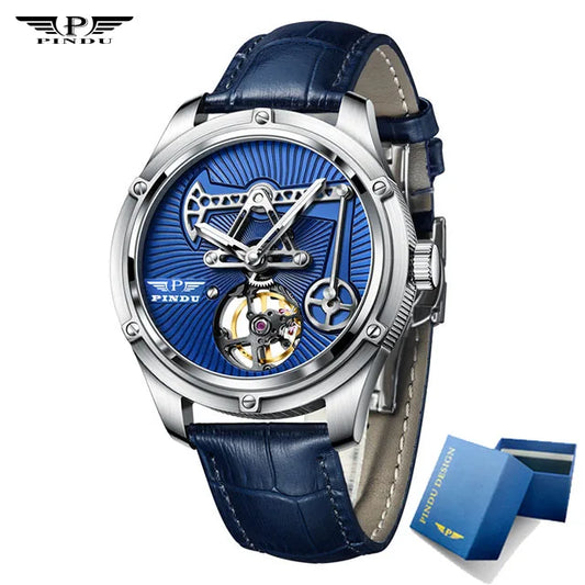 PINDU Watch Miyata 8215 Mechanical Movement Sapphire Mirror Waterproof Luminous Oil Well Business Men Mechanical Wristwatches