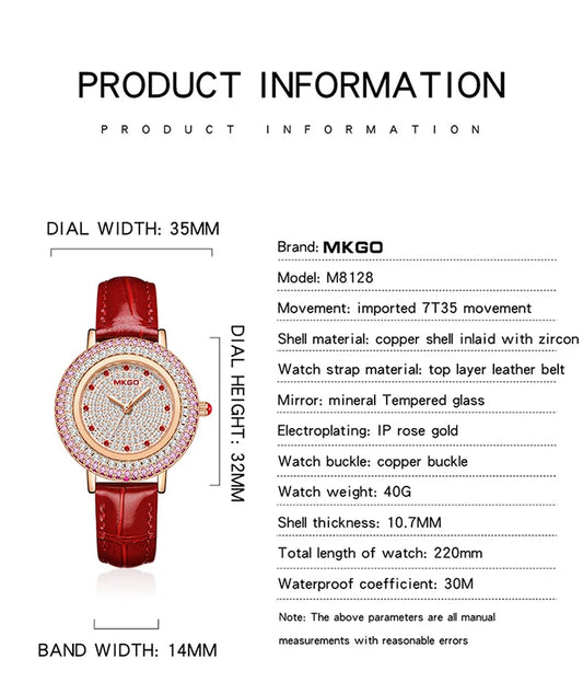 UTHAI W43 New Women's Brand Quartz Watch Luxury Full Diamond Jewelry Crystal Gem Scale Waterproof Leather Band Ladies Watches