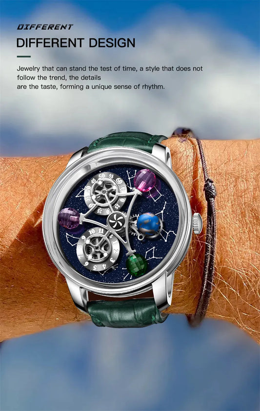 PINDU Design Starry Twelve Constellations Mechanical Watch Sapphire Waterproof Men Mechanical Wristwatches Miyata 8215 Movement