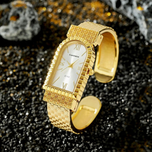 UTHAI W82 Women's Bracelet Watch Fashion Light Luxury Diamonds Small Square Quartz Watches Ladies Metal Wristwatch Jewelry