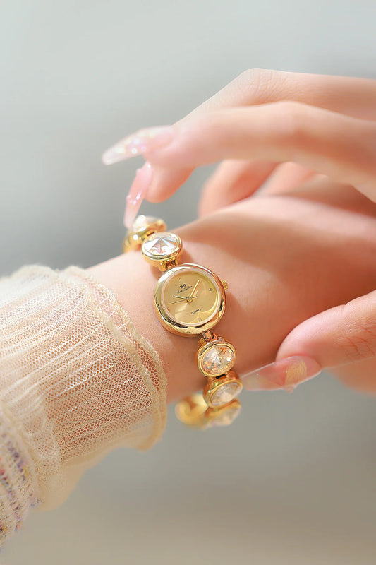 UTHAI Women's Watch Light Luxury Champagne Gold Purple Satellite Bracelet Waterproof LadiesFashion Quartz Clock Watches Gift