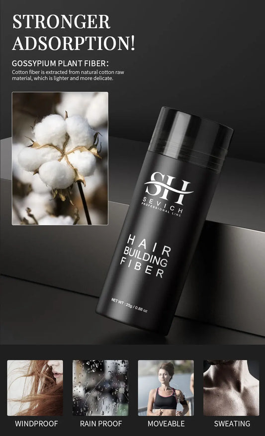 10 Colors Sevich Hair Fibers Keratin Fibers Applicator Hair Building Fibers Spray Hair Loss Instant Regrowth Thickening Powders