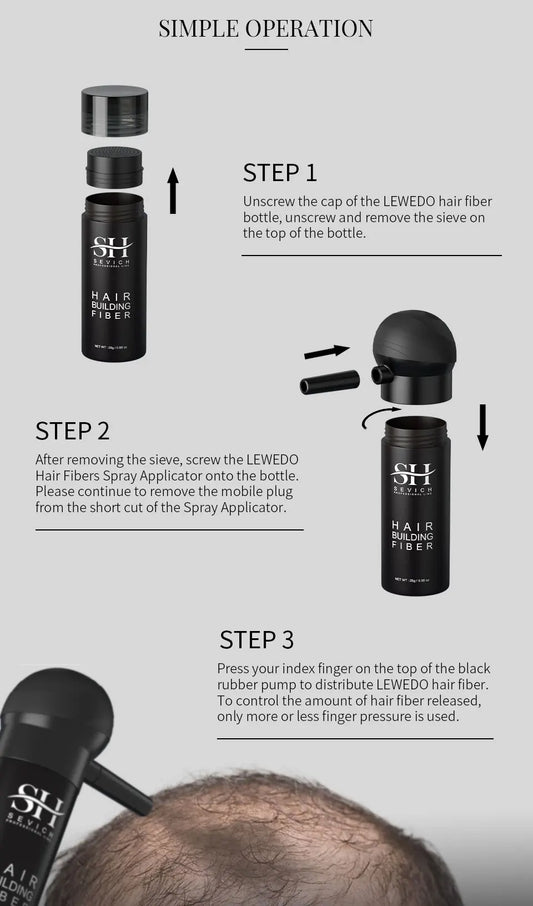 10 Colors Sevich Hair Fibers Keratin Fibers Applicator Hair Building Fibers Spray Hair Loss Instant Regrowth Thickening Powders