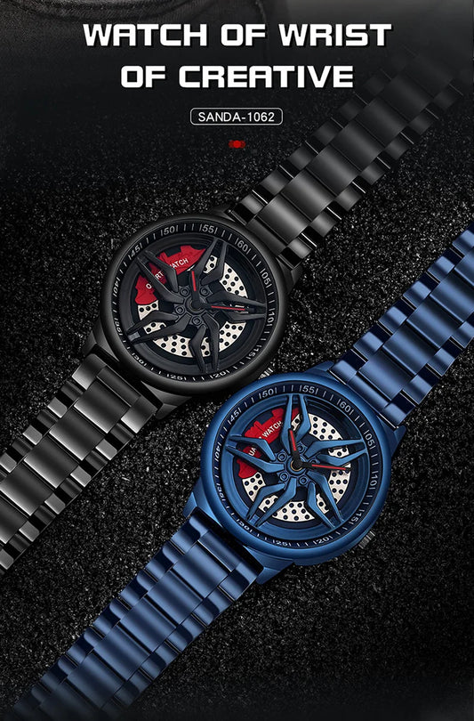 UTHAI L72 Watch For Men Cool Wheel Watch Luxury High Quality Male's Quartz Watches Hollow out 360 ° Rotary Dial Waterproof Clock