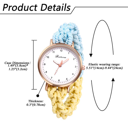 LANCARDO Quartz Braided Scrunchie Watch Elastic Rope Watch Digital Dial Women Multi-functional Ultra-thin Student Bracelet Watch