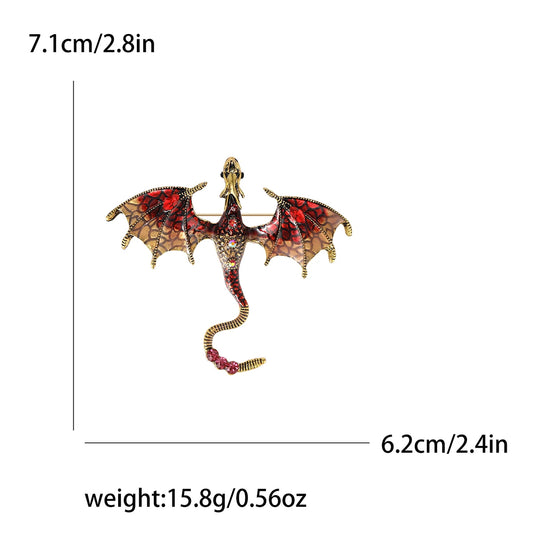 Enamel Dragon Pins for Women Rhinestone Flying Dragons Brooches Office Party Friend Gifts Jewelry Accessories